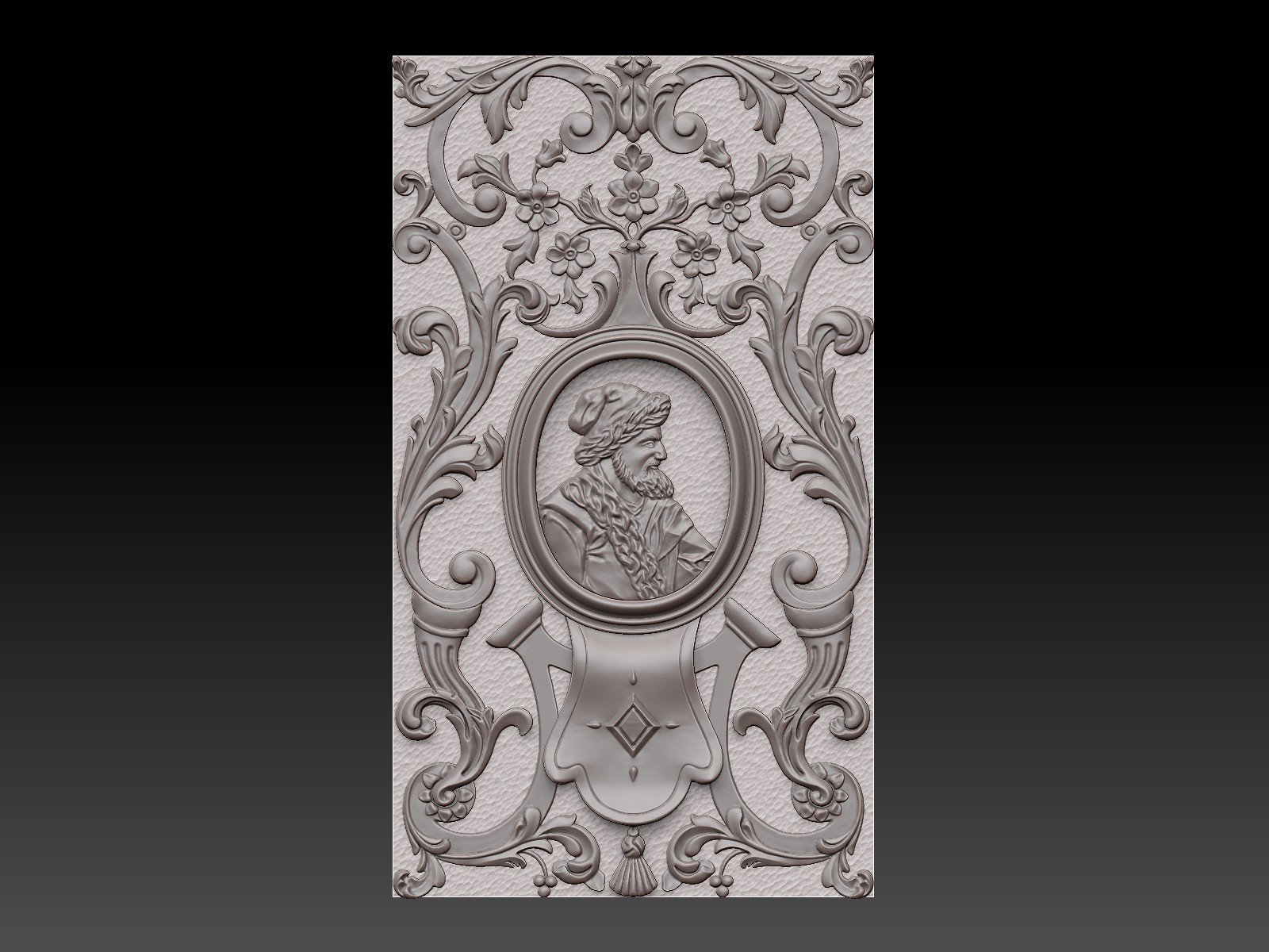 Decorative Panel with Portraits. 3D Sculpting for Production.
